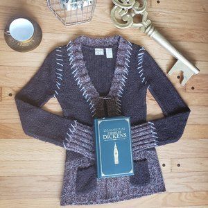 BKE Brown Stitched Toggle Sweater